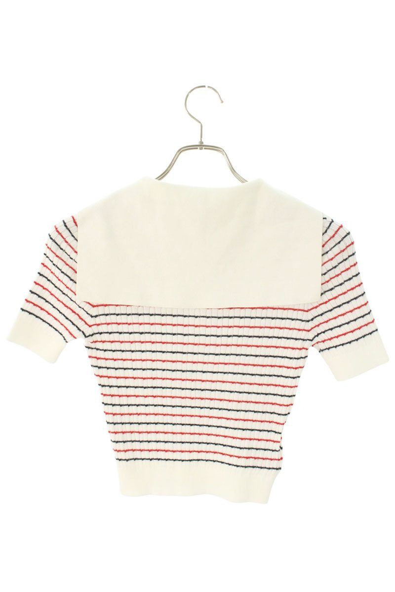  ミュウミュウ MML 632 ロゴ刺繍ボーダーセーラー 半袖ニット レディース 36 ニット セーター トップス