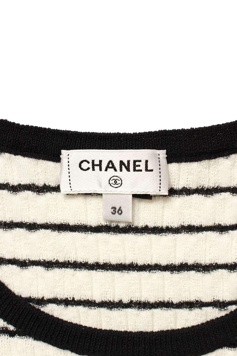  シャネル ココマークボーダーニットTシャツ レディース 36 半袖(Tシャツ) Tシャツ カットソー