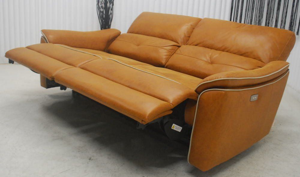電動リクライナーソファー キャメル