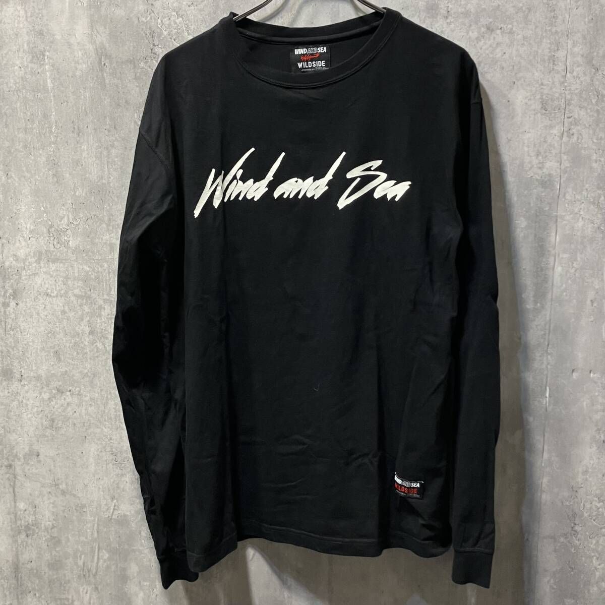 WIND AND SEA×WILDSIDE YOHJI YAMAMOTO Signature-style logo LS T-shirt ヨウジヤマモト 長袖Tシャツ サイズ4 ウィンドアンドシー