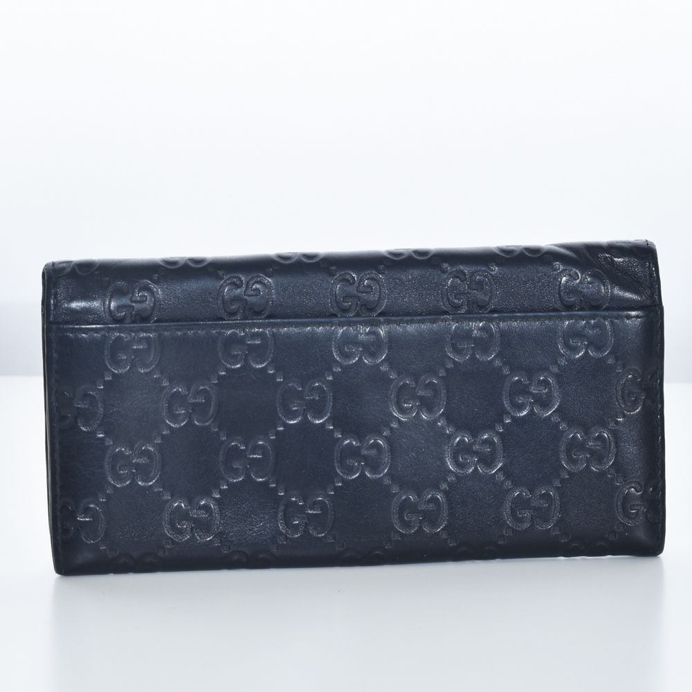 USED GUCCI 財布 長財布 GG シマ レザー ブラック コレクション 23235