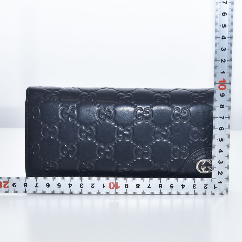USED GUCCI 財布 長財布 GG シマ レザー ブラック コレクション 23235