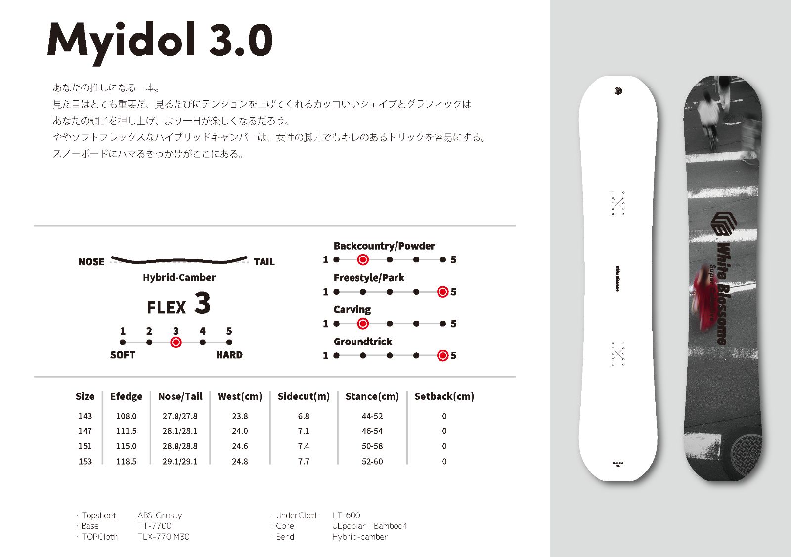 White Blossome Myidol 3.0 25-26モデル MadeinJapan