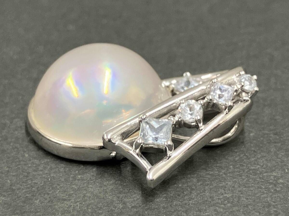 クリーニング済 K 18 WG ハーフパール 総重量約5.9 g トップ 簡易鑑別書付 透明石 田崎真珠