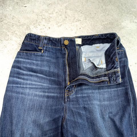  CREDONA クレドナ デニム フリンジ加工 ワイド ストレート ネイビーブルー サイズ２ ストレートデニム デニム ジーンズ