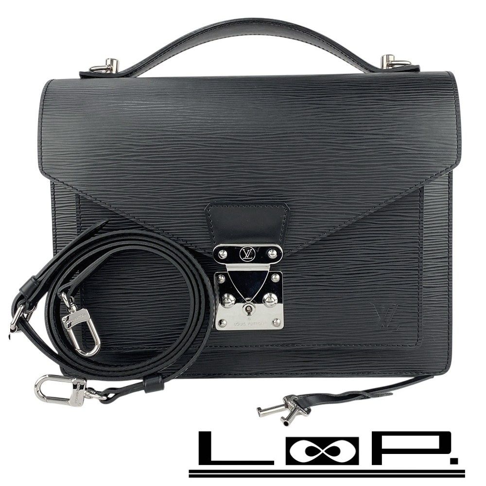 □新同□ ルイヴィトン モンソー ハンド ショルダー バッグ エピ