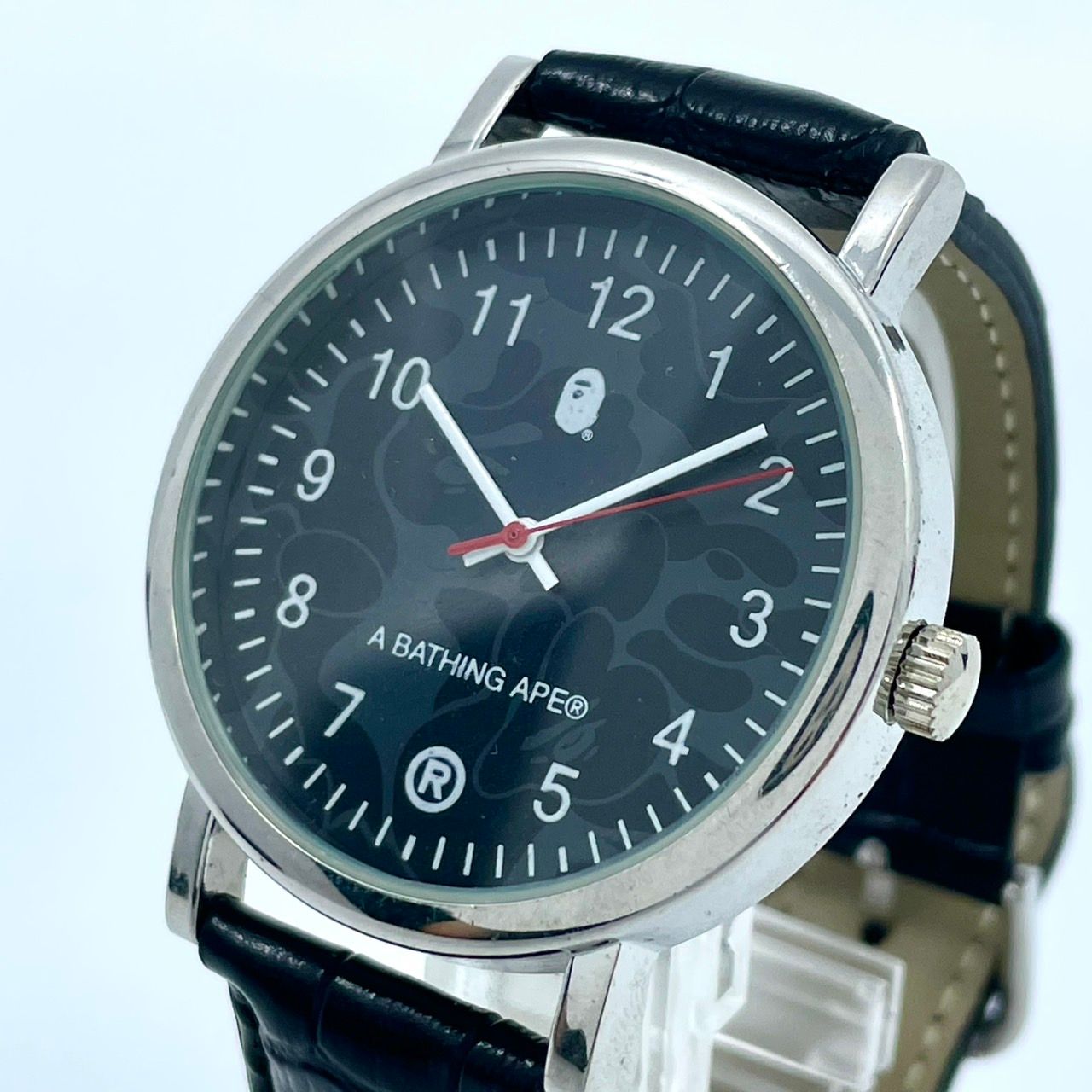 メンズ 【稼働 美品】SEIKO メンズ腕時計 ラウンド デイト ストライプ柄 QZ