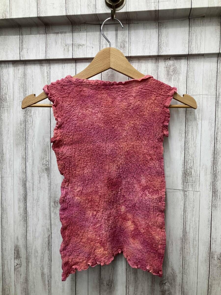 me ISSEY MIYAKE MI42FR615 シワ加工 ピンク タイダイ キャミソール ノースリーブ チューブトップ