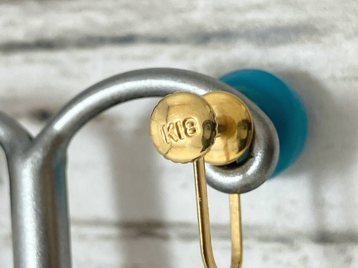  K 18 青石 イヤリング 約2.42 g ピアス(両耳用) アクセサリー