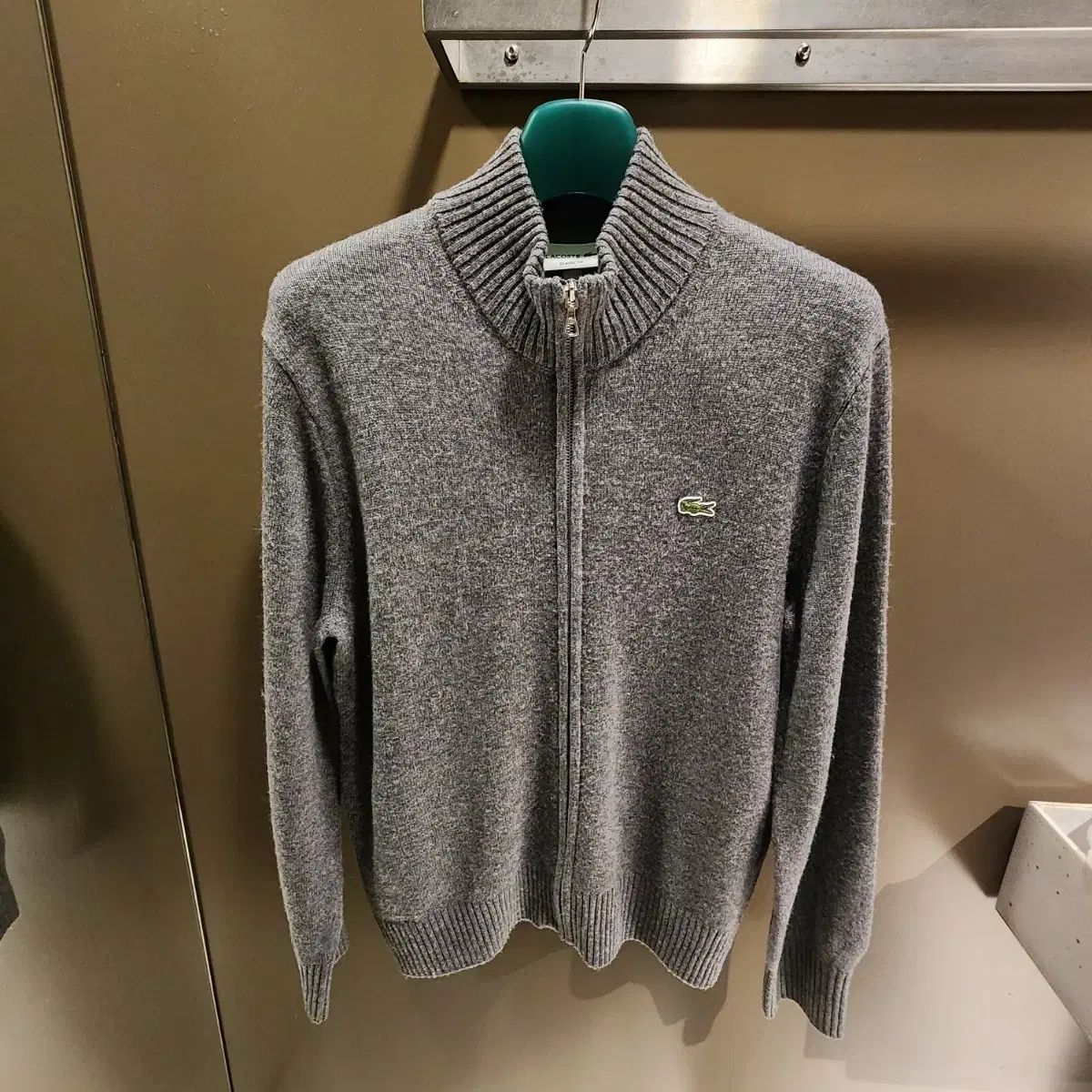 ラコステ メンズ ベーシック ウール フルジップアップ カーディガン ニット