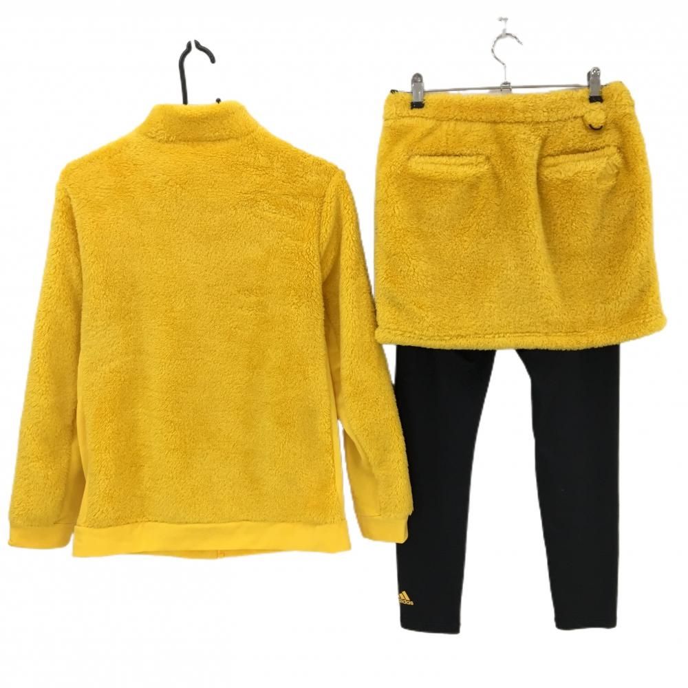 アディダス セットアップ ジャケット スカート レギンス イエロー 黒 ボア 3ライン レディース OT XL ゴルフウェア adidas