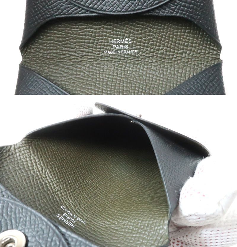 エルメス HERMES バスティア ヴェルソ バイ コインケース 小銭入れ ブラック系 34359