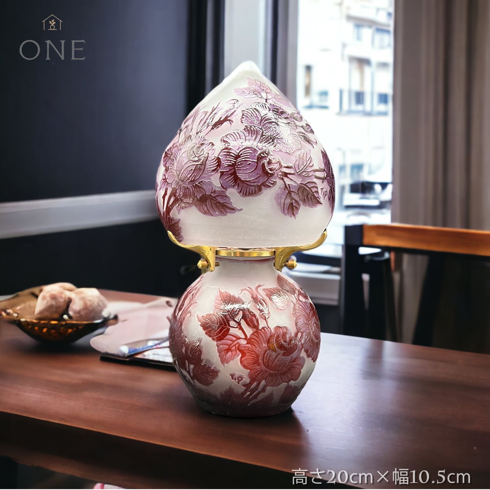 EmileGalle【正規輸入】高さ20㎝【証明書付属】ガレ復刻 2灯式テーブル