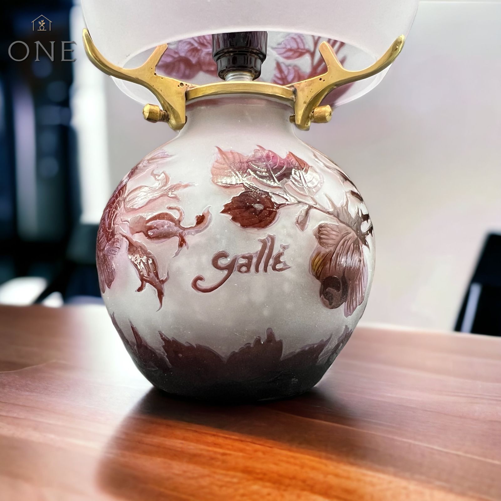 専用 エミール・ガレ ランプ 高さ約48㎝ 東さ7-0802③ 専用 エミール・ガレ