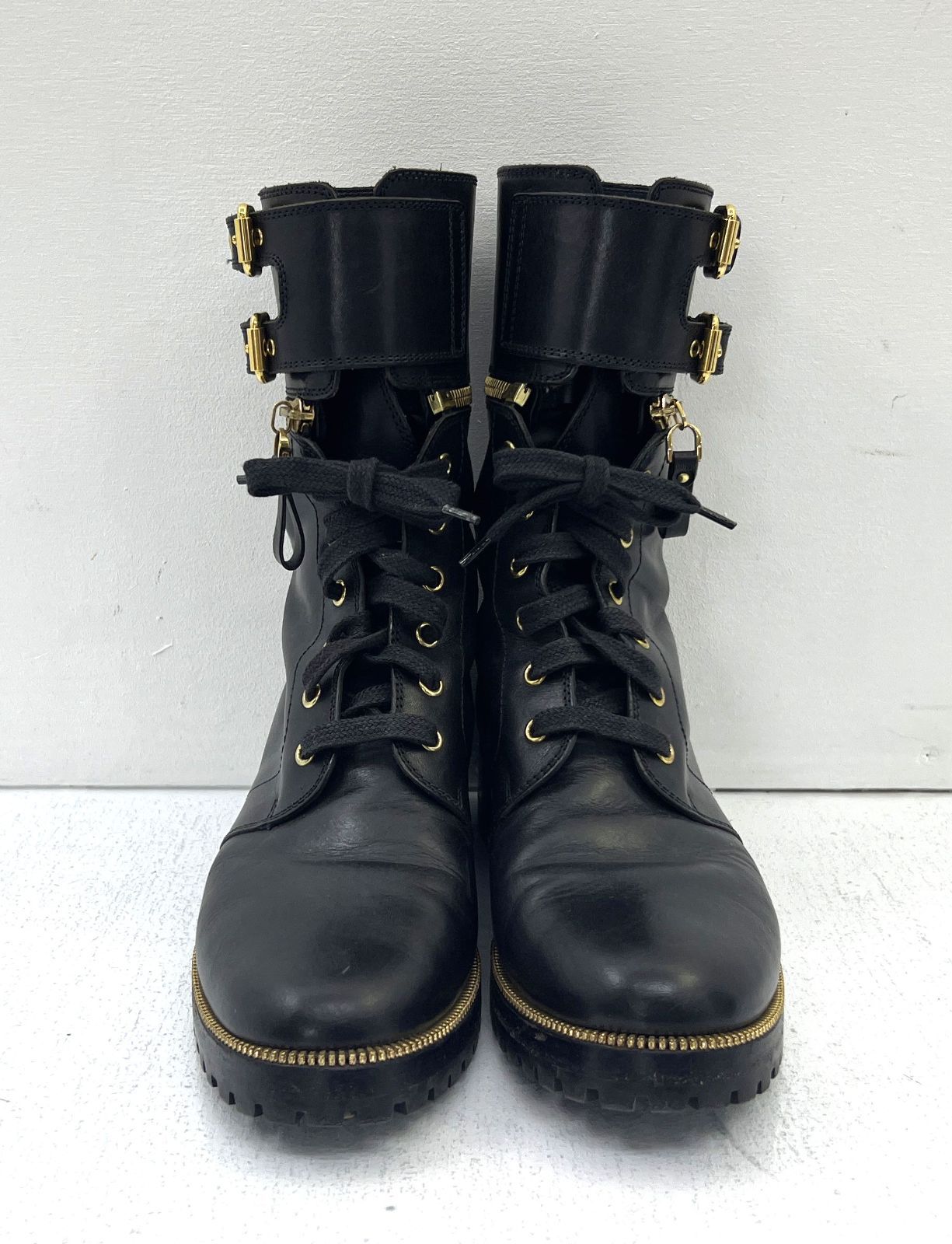 盛岡80-0123 Sergio Rossi セルジオロッシ VERO CUOIO レースアップブーツ 38 1 2 100