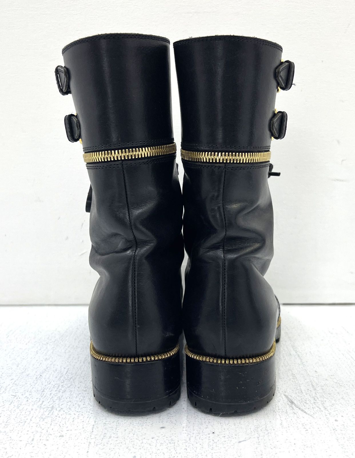 盛岡80-0123 Sergio Rossi セルジオロッシ VERO CUOIO レースアップブーツ 38 1 2 100