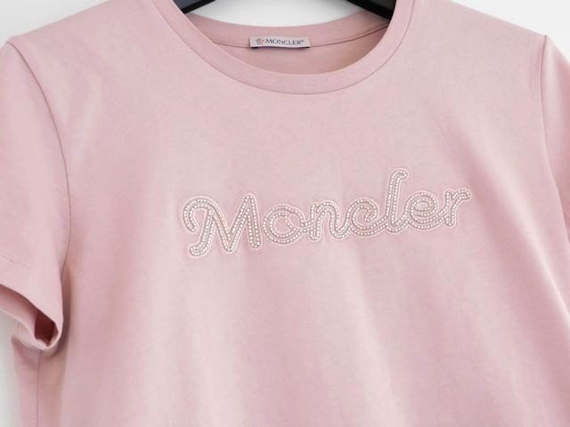 モンクレール サイズXS 薄ピンク系 レディース Tシャツ MAGLIA MANICA CORTA MONCLER 7K
