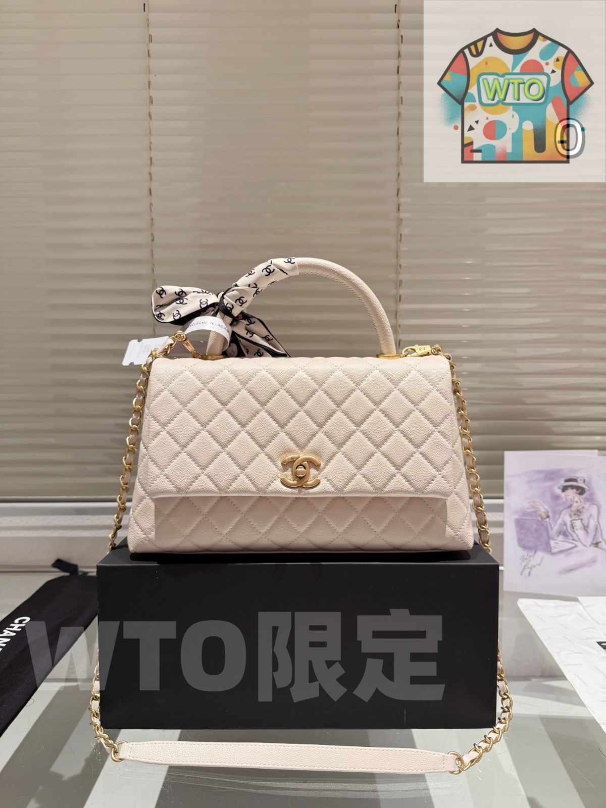 シャネル ココ ハンドル スモールサイズ 28cm キャビアレザー クラシックデザイン ボックス付き