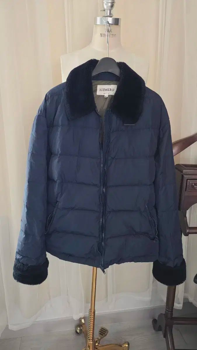 ヴィンテージ ブランド アイスバーグ Iceberg ネイビー ボア Kara カラ ダウン 麻 질마