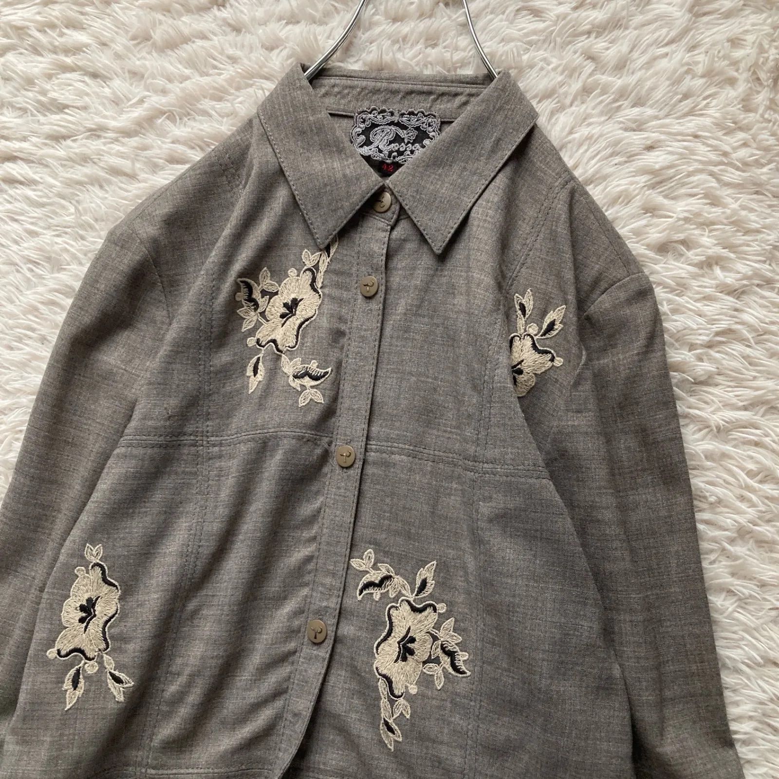 美品 Import Rossa インポート ロッサ 高級ウール 長袖シャツ ブラウス 