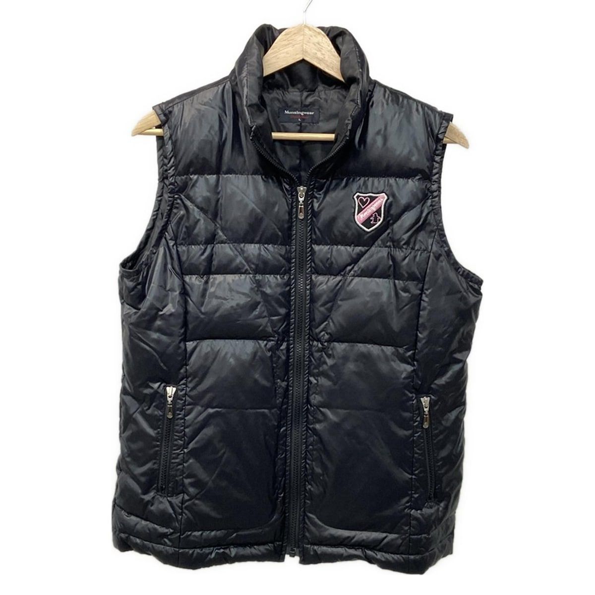 Munsingwear マンシングウェア ダウンベスト サイズL レディース - 黒 秋 冬