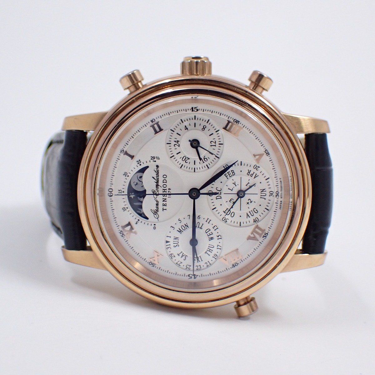 天賞堂 グランドコンプリケーション クォーツ メンズ 腕時計 ピンク