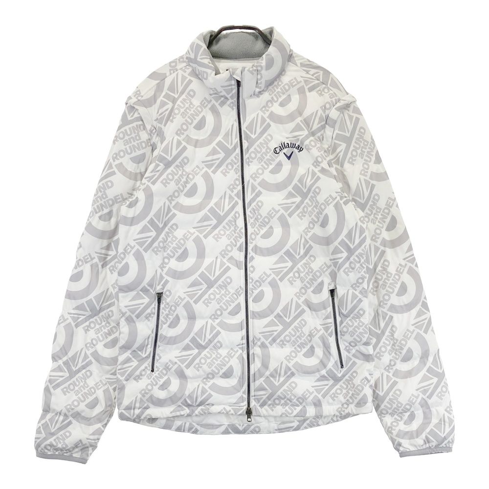 サイズ LL キャロウェイ 2 way 中綿 ジップジャケット 総柄 ホワイト系 ゴルフウェア メンズ ストスト