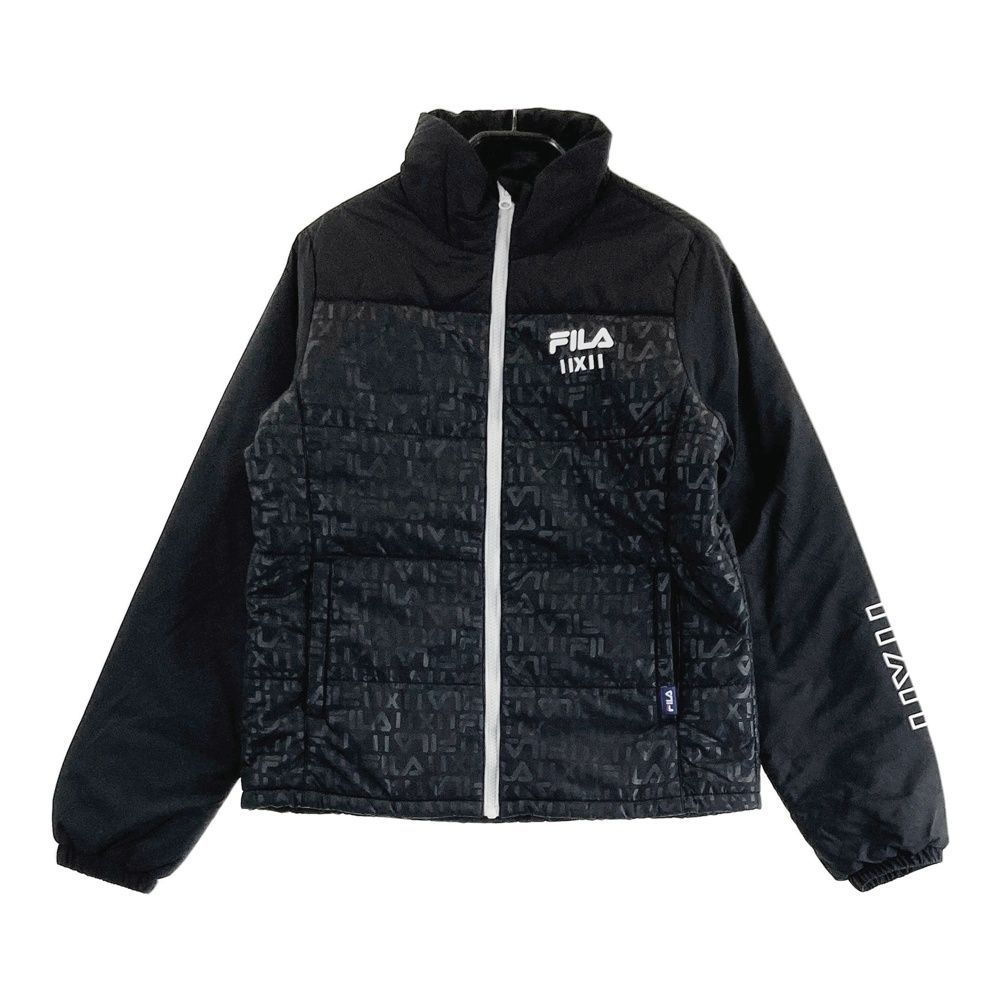 サイズ M FILA GOLF フィラゴルフ 長袖 中綿ジップジャケット ロゴ総柄 ブラック系 240101474496 ゴルフウェア レディース ストスト
