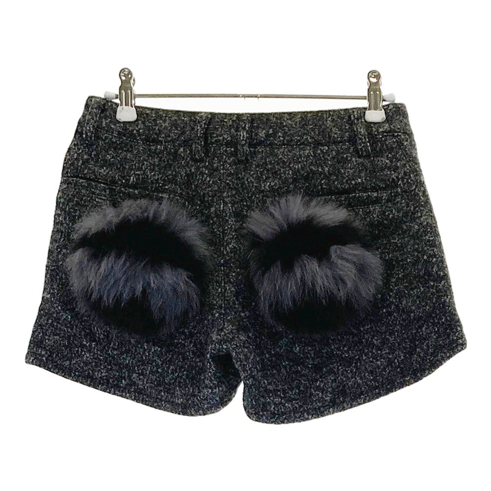 サイズ 36 MARK-LONA マークアンドロナ ファー付 ウール混 ショートパンツ ブラック系 ゴルフウェア レディース ストスト