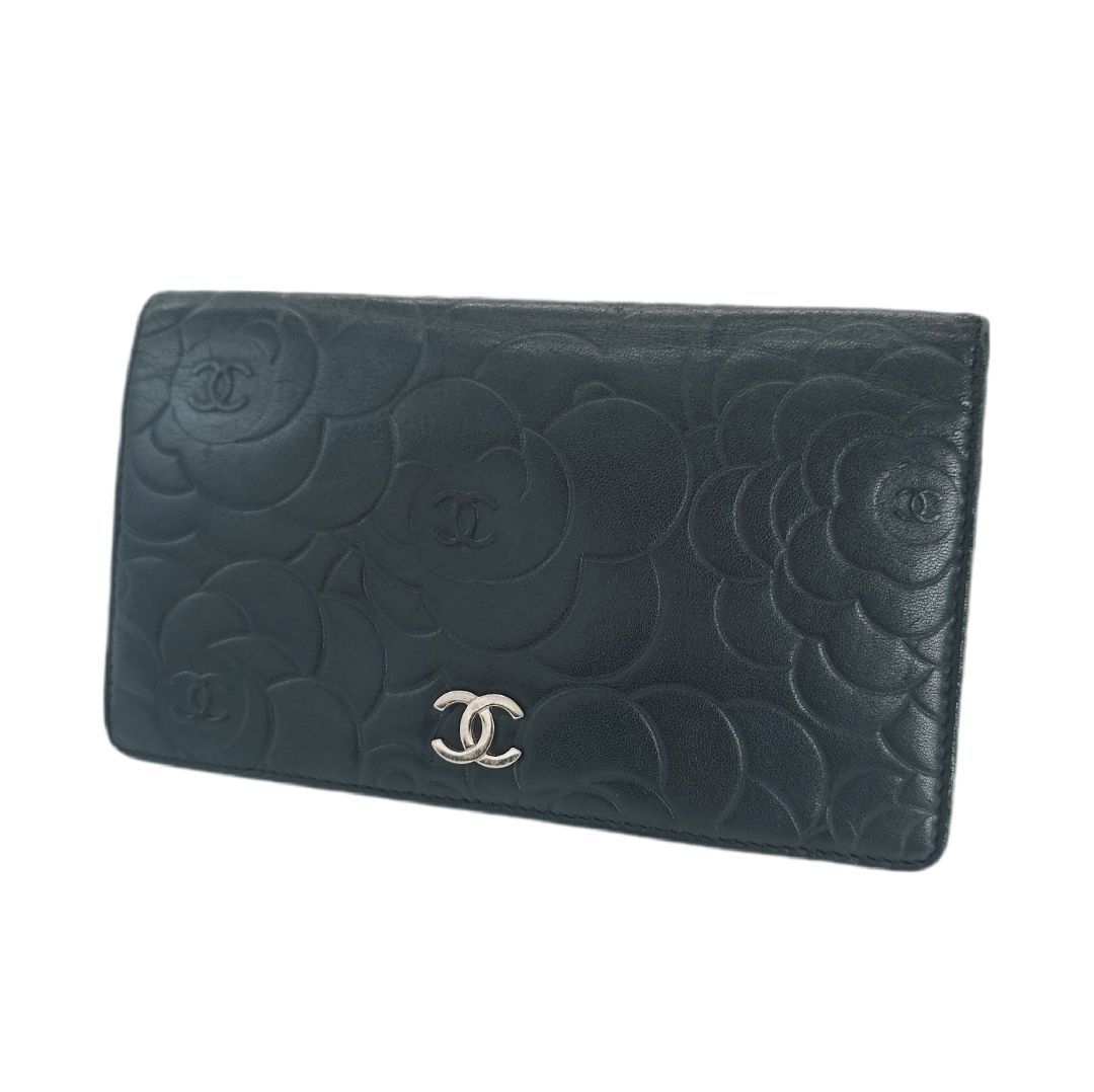 CHANEL シャネル カメリア 長財布 ラムスキン 17番台 ブラック レディース