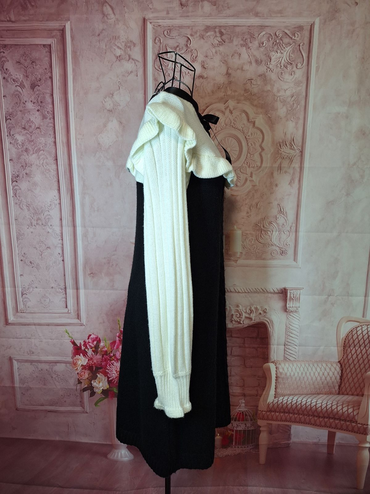 axes femme ニット ワンピース リボン フリル ロリ 秋 冬 Japanese pop