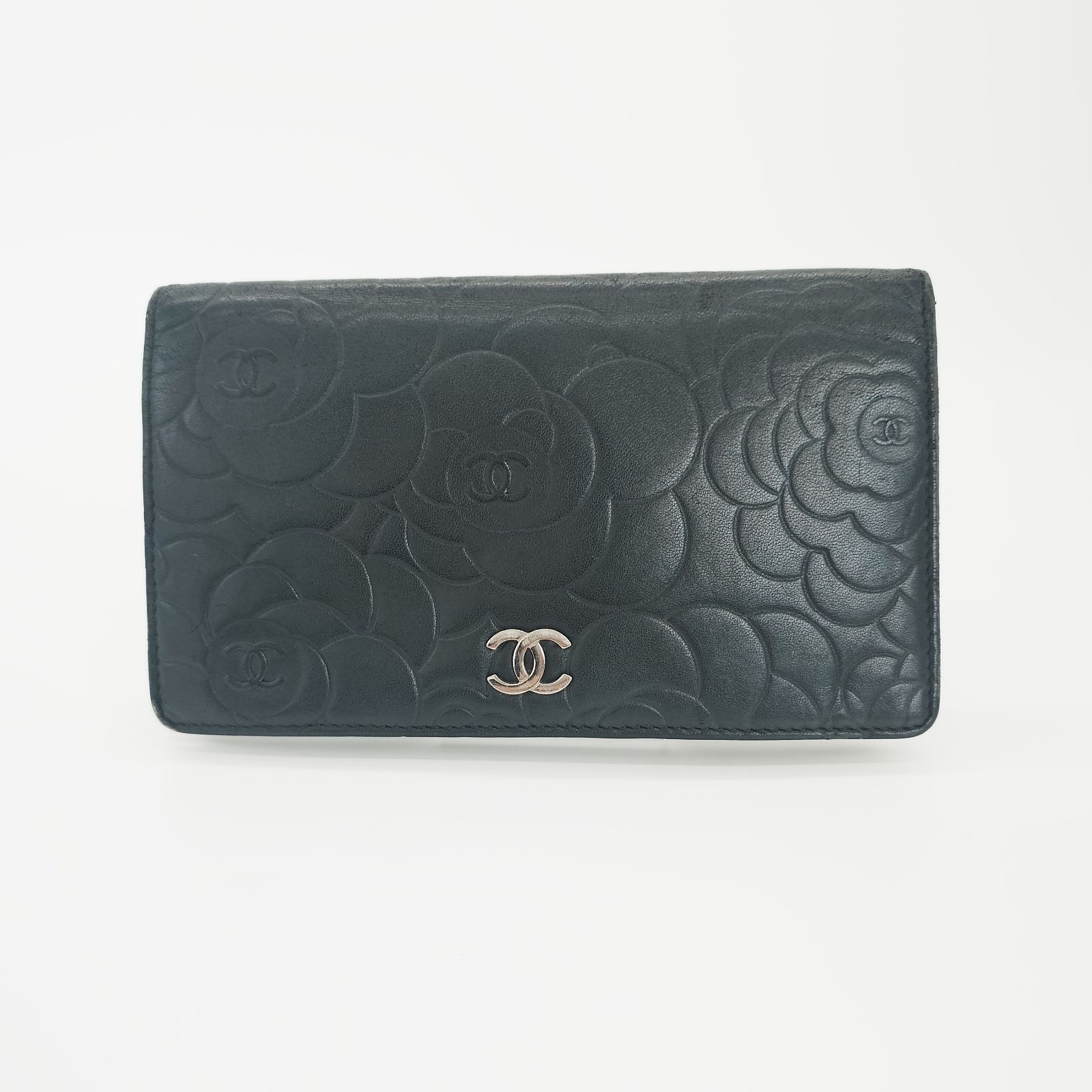 CHANEL シャネル カメリア 長財布 ラムスキン 17番台 ブラック レディース