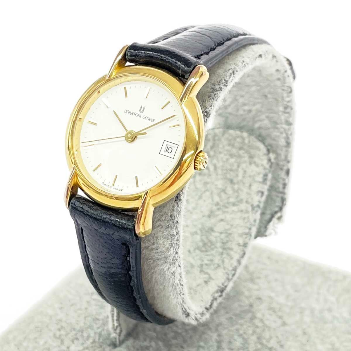 UNIVERSAL GENEVE ユニバーサルジュネーブ 腕時計 クォーツ SS×レザー