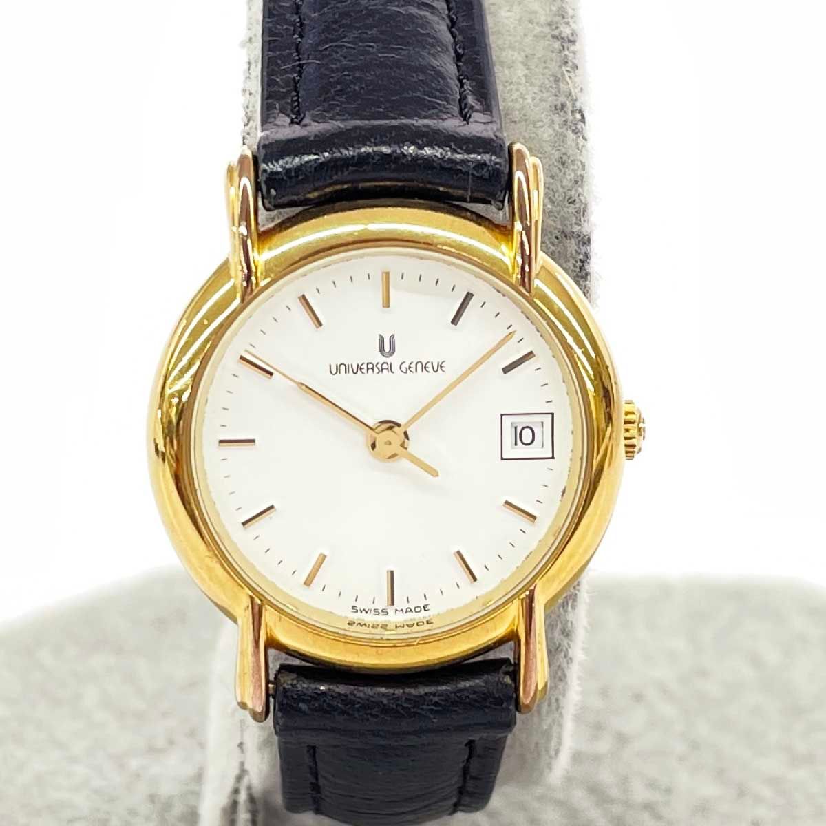 UNIVERSAL GENEVE ユニバーサルジュネーブ 腕時計 クォーツ SS×レザー