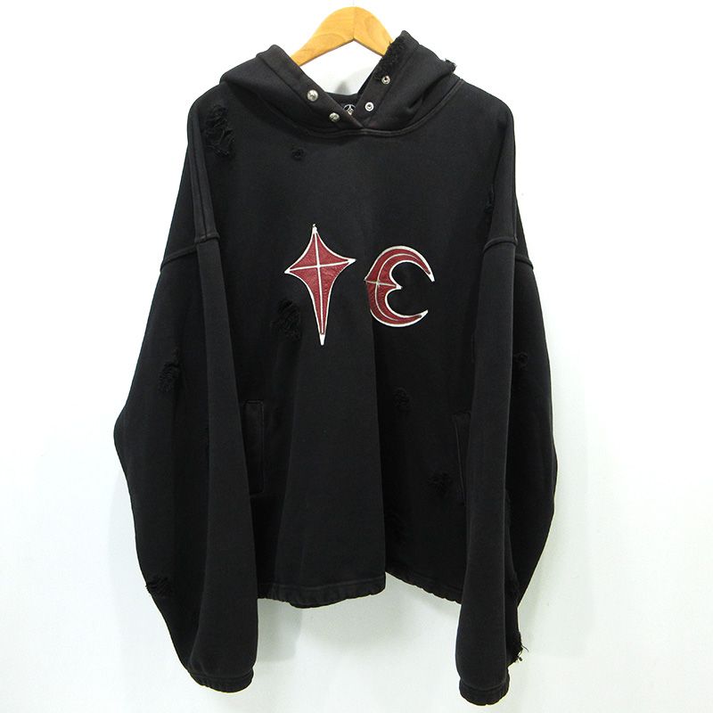 THUG CLUB ｜ サグクラブ ダメージパーカー Rock Hoodie ブラック サイズ 3 103