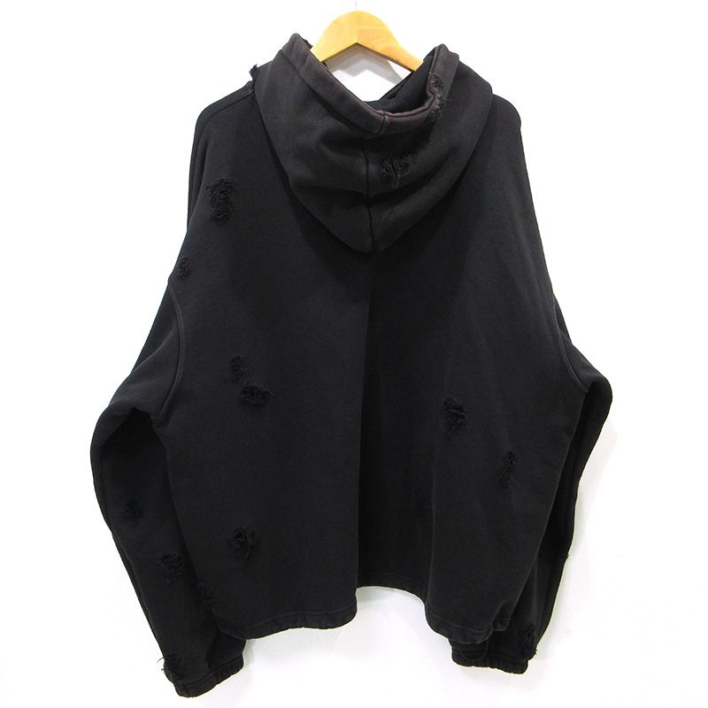 THUG CLUB サグクラブ ダメージパーカー Rock Hoodie ブラック サイズ 3 103