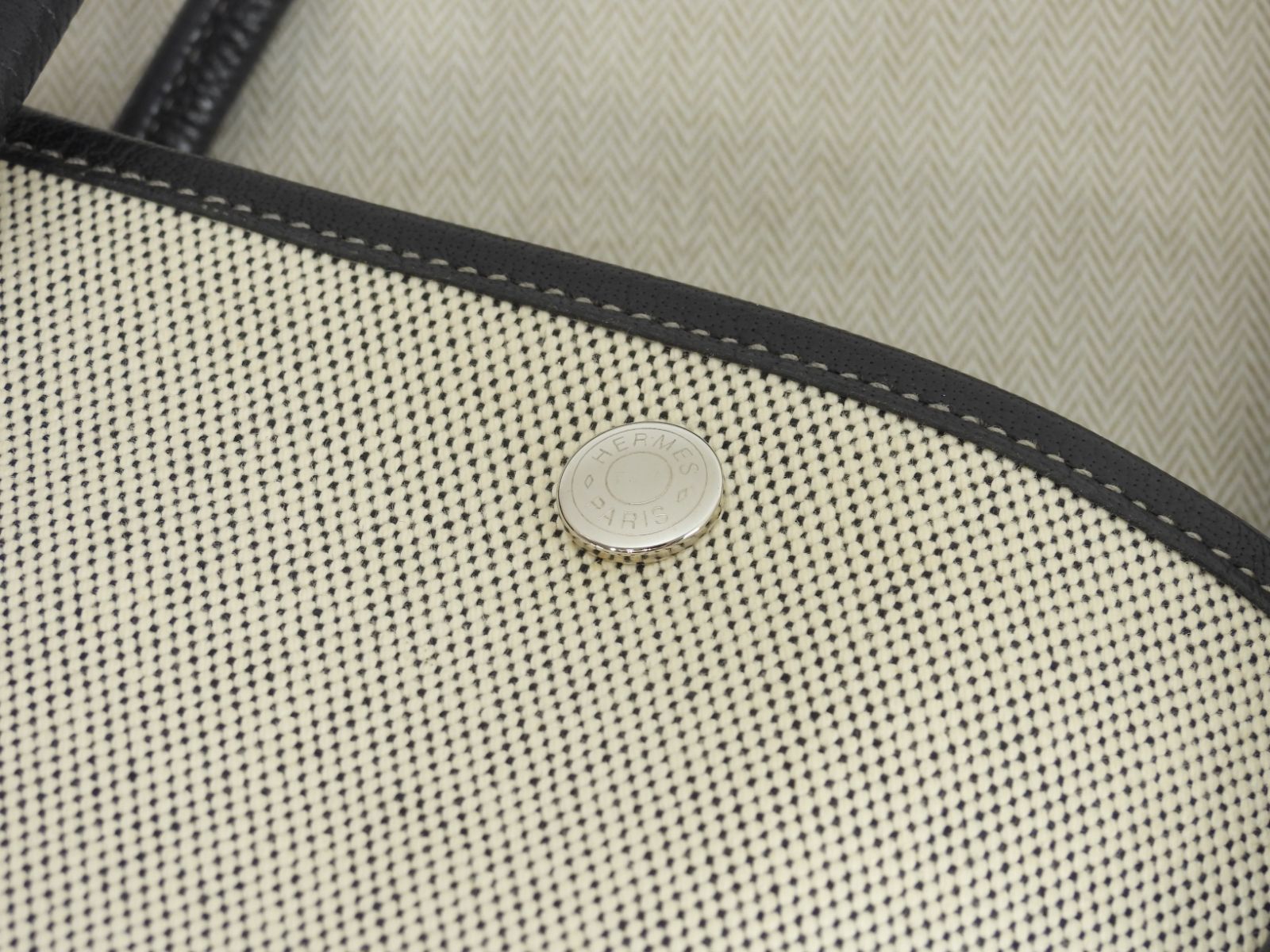  エルメス ガーデンパーティPM トアルアッシュPM革 グレー黒 トートバッグ ハンドバッグ 1 トートバッグ バッグ