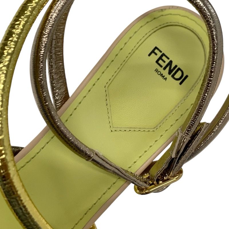 フェンディ ファースト レザー メタルヒール サンダル ベージュ 36 FENDI フェンディ ファースト ハイヒールサンダル ファーサンダル