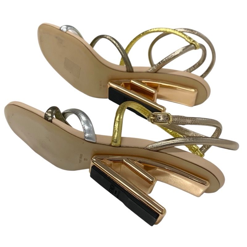 フェンディ FENDI ファースト サンダル 靴 シューズ レザー メタリック