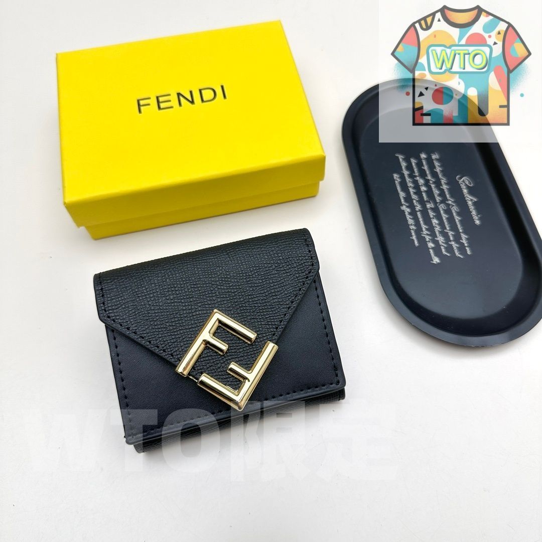 WTO通販 Fendi 8352 ミニウォレット ブラック ダークブラウン エレファントグレー ブラウン レザー使用 コンパクトで実用的なデザイン -WTO輸入-BBZ46