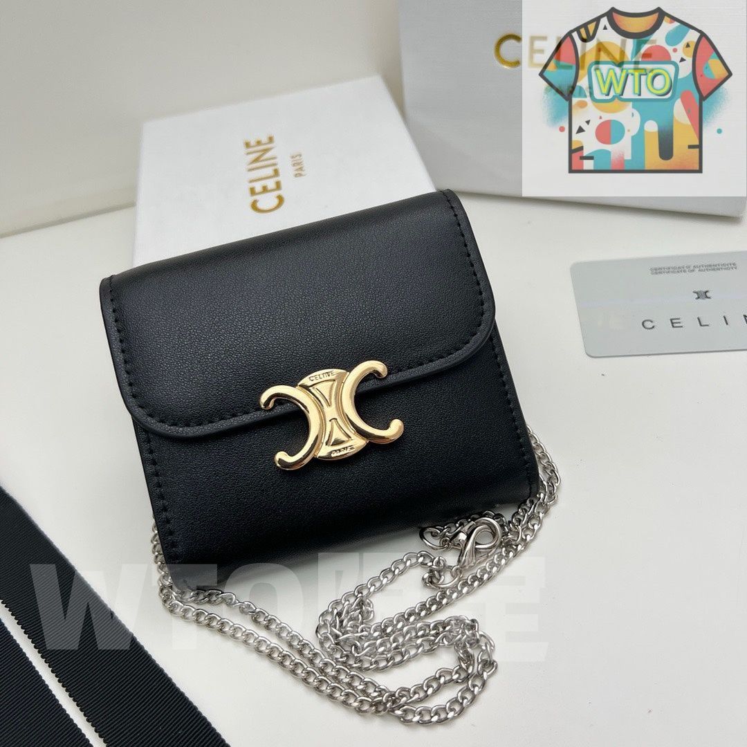 Celine トリオンフ チェーンウォレット 10783 本革＆チェーン付き マルチ使い -WTO輸入-QWW20