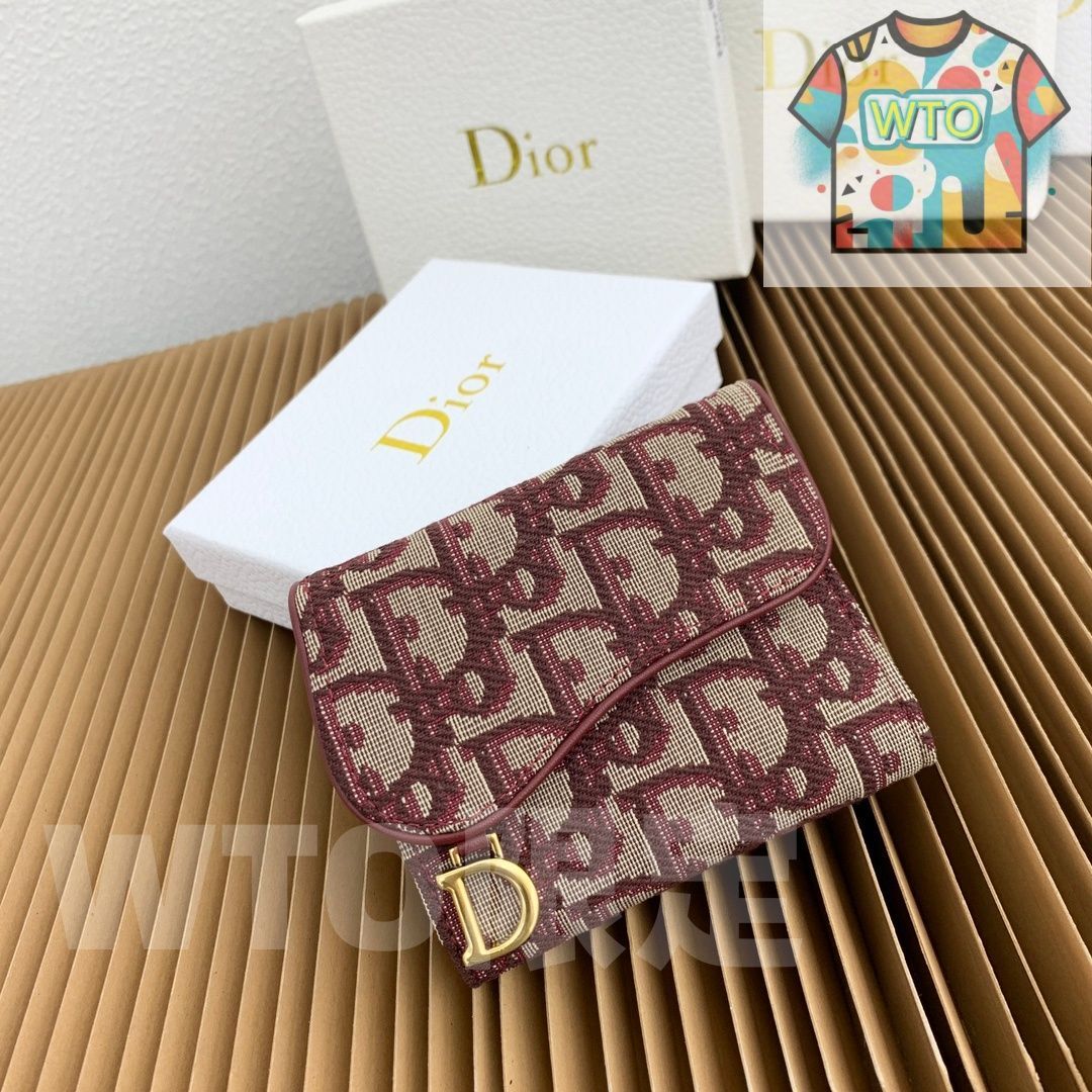 WTO通販 Dior ロータス ウォレット オブリークプリント 馬鐙 D チャーム付き コンパクトで実用的なデザイン -WTO輸入-ZST46