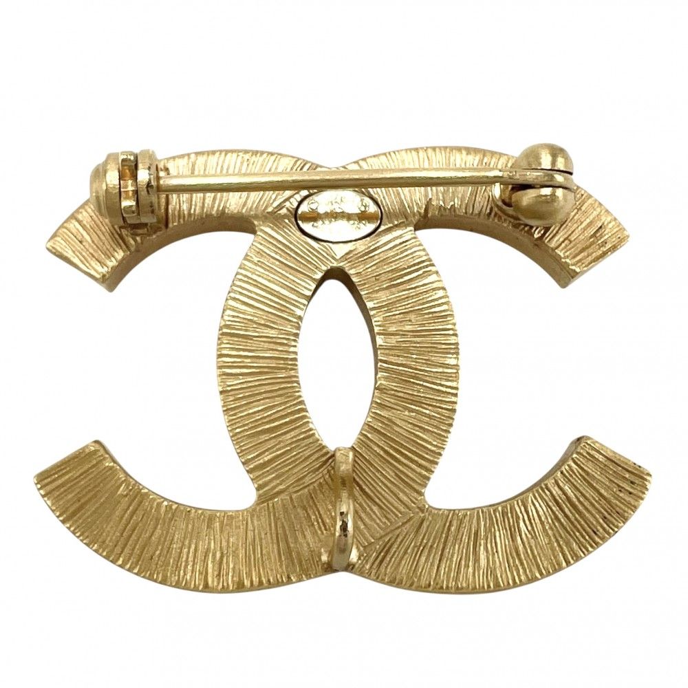 シャネル ブローチ レディース ココマーク CHANEL GP ラインストーン フェイクパール 06 A ゴールド 約9.8 g 2006年 品