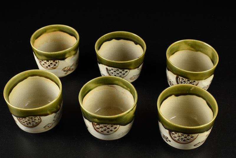 加藤丈助造 織部 蓋茶碗 十客 茶懐石道具 蓋物 陶芸 陶器【MA426】 加藤丈助造 織部 蓋茶碗 十客 茶懐石道具 蓋物 陶芸 陶器【MA426】