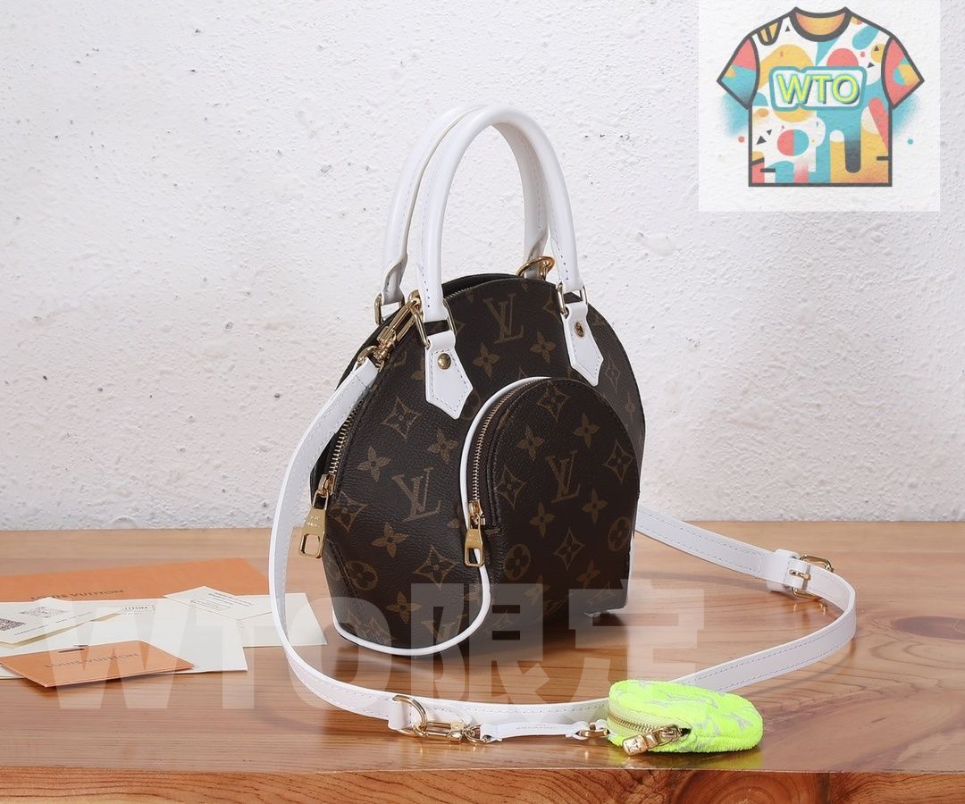 ルイヴィトン エリプス BB ハンドバッグ モノグラムキャンバス レザートリム 円形コインケース付き