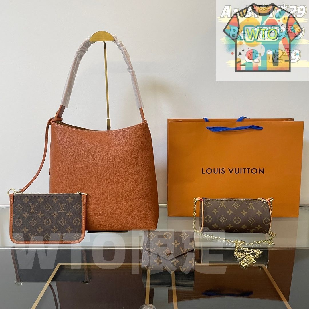 TOP New 2025 高品質3点セット - Lv トートアンダーアームバッグ ピローチェーンバッグ 財布 特別割引