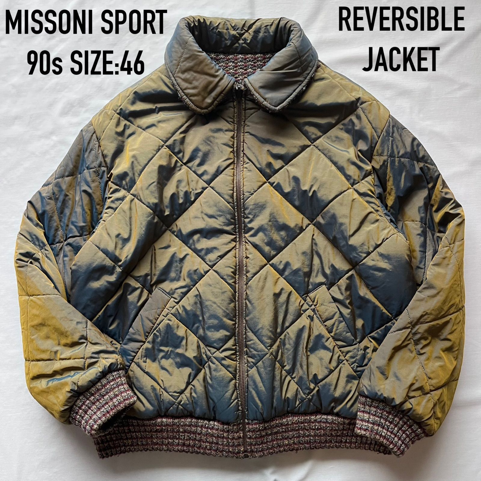 missoni sport ミッソーニスポーツ リバーシブルジャケット ブルゾン ニット 玉虫 イタリア製 90s 00s