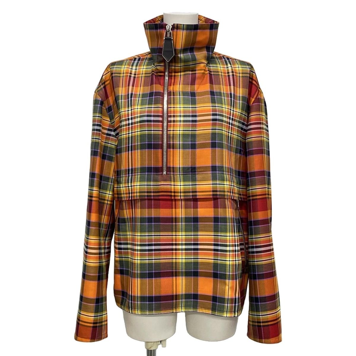 HERMES エルメス 長袖カットソー サイズ46 XL レディース - オレンジ×パープル×マルチ チェック柄