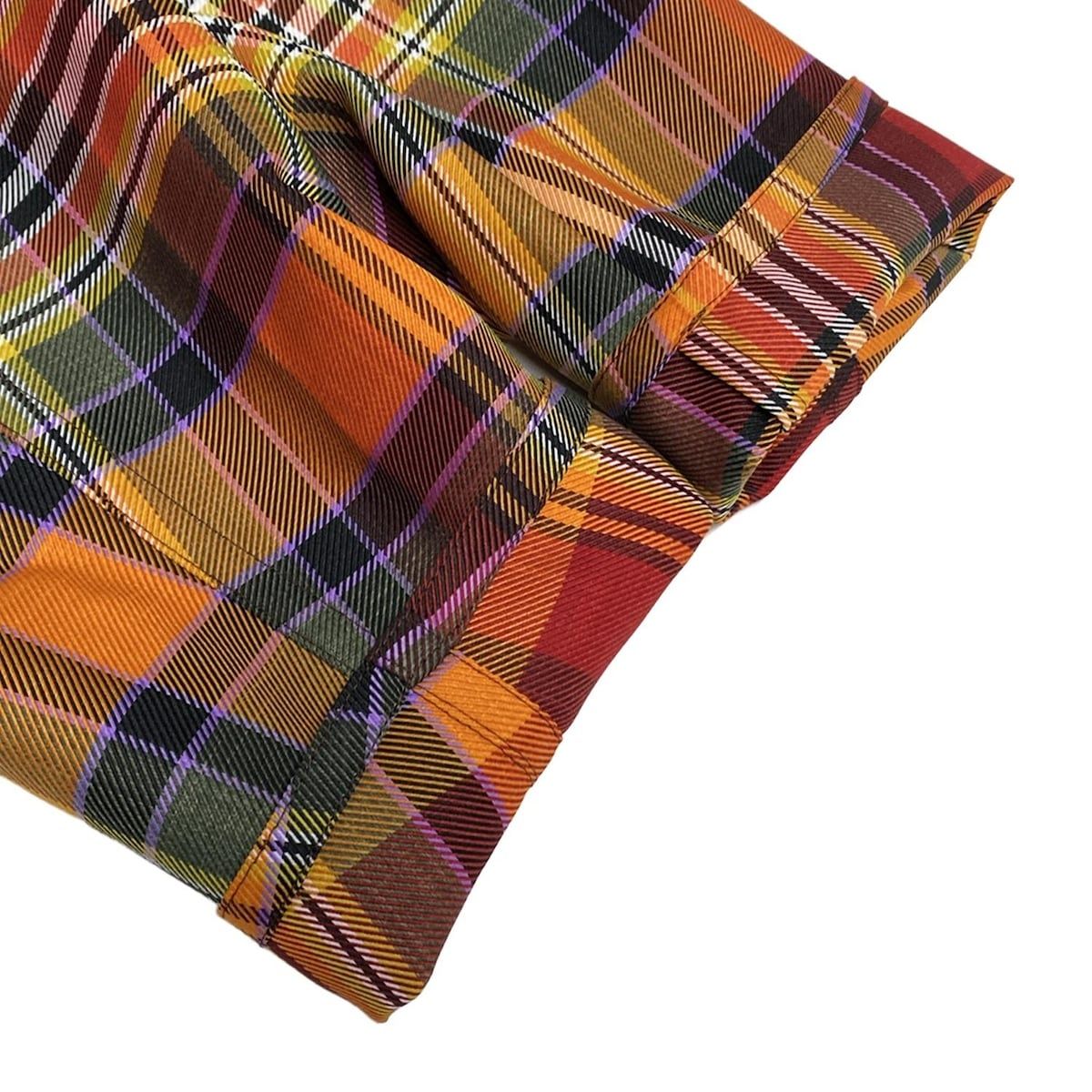  HERMES エルメス 長袖カットソー サイズ46 XL レディース - オレンジ×パープル×マルチ チェック柄 長袖 Tシャツ カットソー