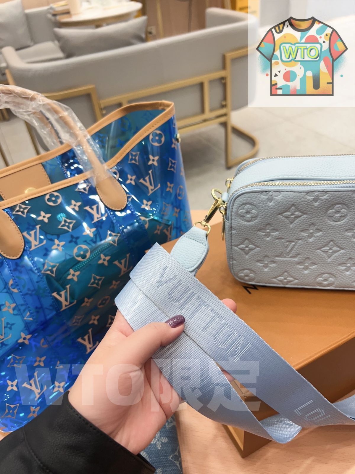TOP New 2025 高品質3点セット - Lv ブルージェリーバッグ ブルーカメラバッグ 財布 特別割引 -WTO輸入-UZI32